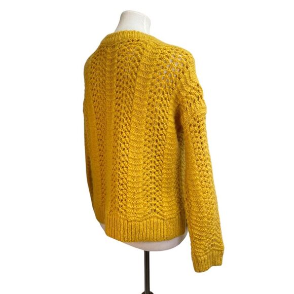 Madewell Windemere Pointelle Pullover Sweater. Alpaca wool blend yellow golden - Picture 9 of 16